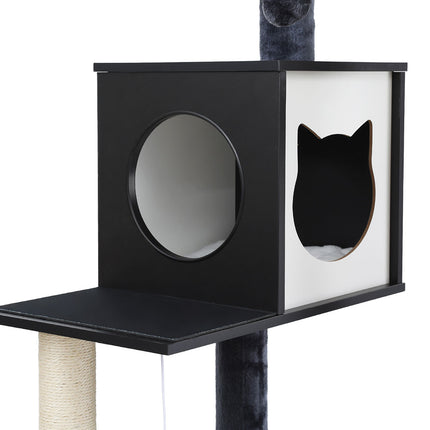 i.Pet Cat Tree Tower Scratching Post Scratcher 144cm Wood Bed Condo House Cabinet.