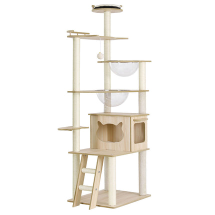 i.Pet Cat Tree Tower Scratching Post Scratcher 174cm Wood Bed Condo House Ladder.