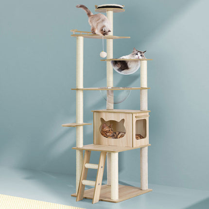i.Pet Cat Tree Tower Scratching Post Scratcher 174cm Wood Bed Condo House Ladder.