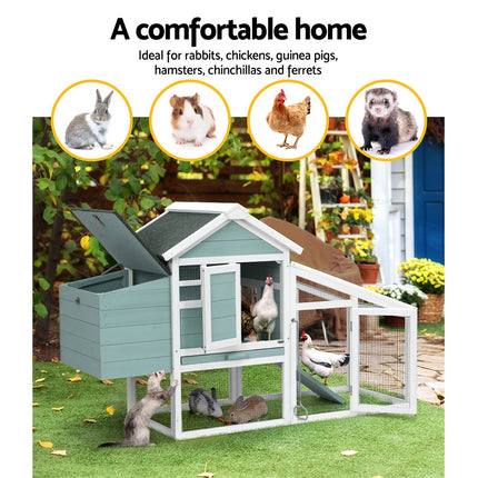 i.Pet Chicken Coop Rabbit Hutch 150cm x 60cm x 93cm Large Chicken Coop House Run Cage Wooden.