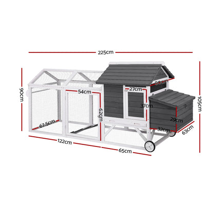 i.Pet Chicken Coop Rabbit Hutch Extra Large Wooden Run Bunny Cage House Outdoor.