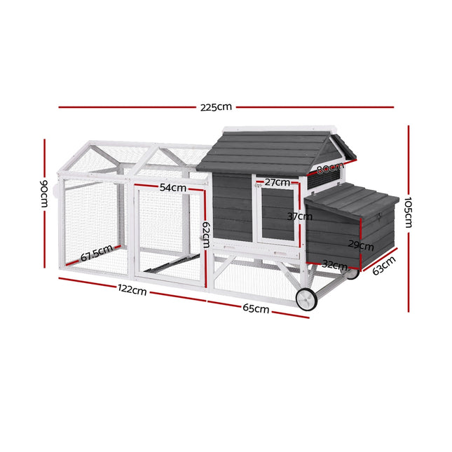 i.Pet Chicken Coop Rabbit Hutch Extra Large Wooden Run Bunny Cage House Outdoor.