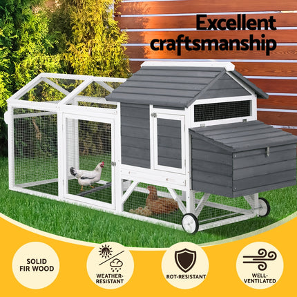 i.Pet Chicken Coop Rabbit Hutch Extra Large Wooden Run Bunny Cage House Outdoor.