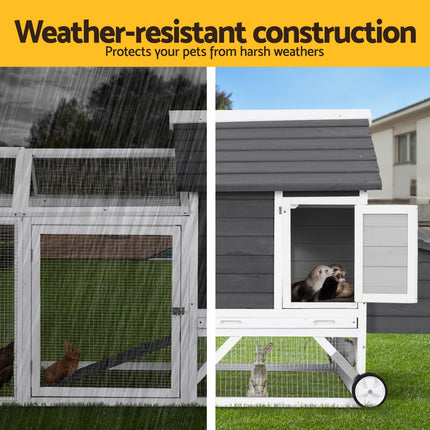 i.Pet Chicken Coop Rabbit Hutch Extra Large Wooden Run Bunny Cage House Outdoor.