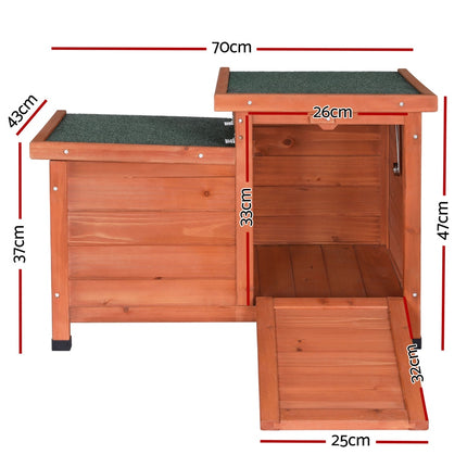 i.Pet Outdoor Cat House Rabbit Hutch Wooden Shelter Indoor Cat House Outdoor Condo Small Enclosure.