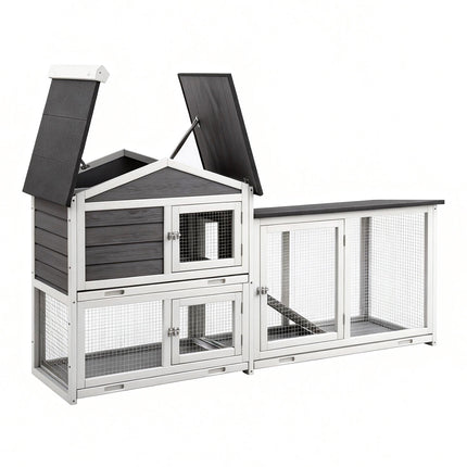 i.Pet Chicken Coop Rabbit Hutch Extra Large Wooden Run Cage House With Run Cage.