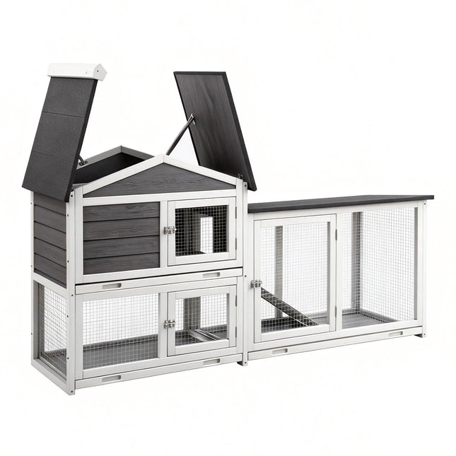i.Pet Chicken Coop Rabbit Hutch Extra Large Wooden Run Cage House With Run Cage.