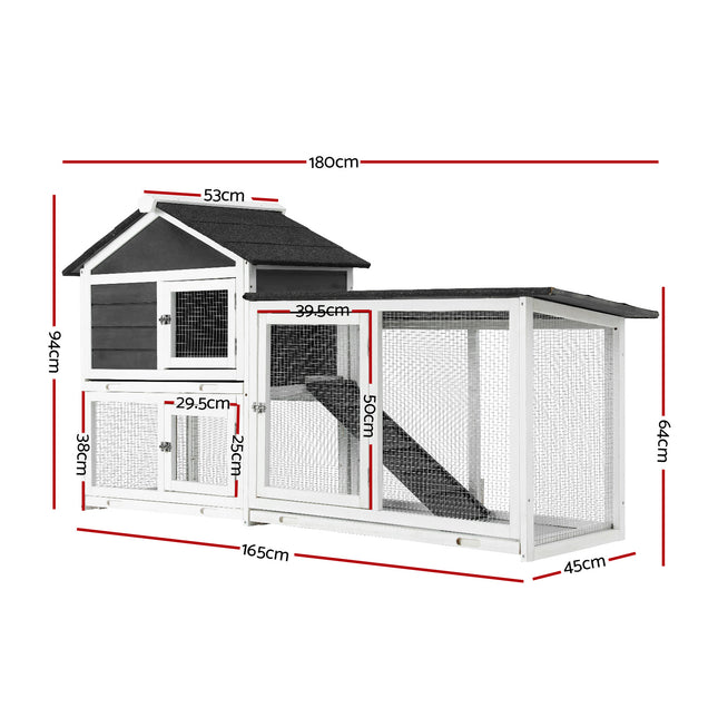 i.Pet Chicken Coop Rabbit Hutch Extra Large Wooden Run Cage House With Run Cage.