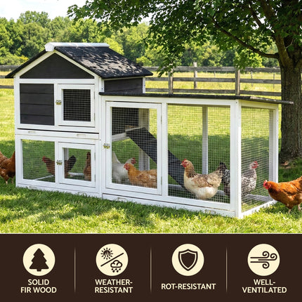 i.Pet Chicken Coop Rabbit Hutch Extra Large Wooden Run Cage House With Run Cage.