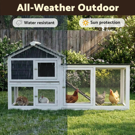 i.Pet Chicken Coop Rabbit Hutch Extra Large Wooden Run Cage House With Run Cage.