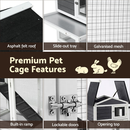 i.Pet Chicken Coop Rabbit Hutch Extra Large Wooden Run Cage House With Run Cage.