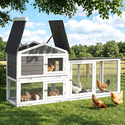i.Pet Chicken Coop Rabbit Hutch Extra Large Wooden Run Cage House With Run Cage.