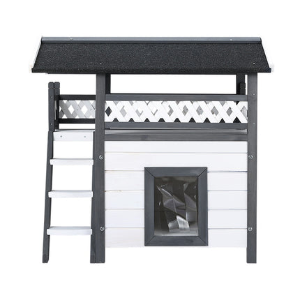 i.Pet Outdoor Cat House Shelter 77cm x 50cm x 73cm Rabbit Hutch Wooden Condo Small Outdoor Cat House.