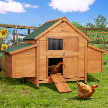 i.Pet Chicken Coop Rabbit Hutch 150cm x 68cm x 96cm Large Chicken Coop House Run Cage Wooden.