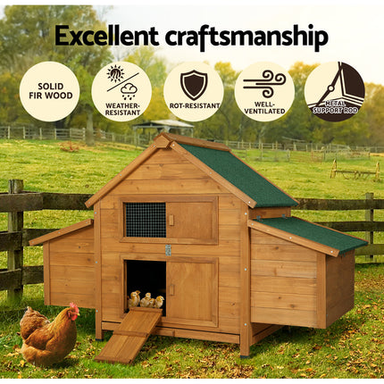 i.Pet Chicken Coop Rabbit Hutch 150cm x 68cm x 96cm Large Chicken Coop House Run Cage Wooden.
