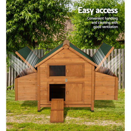i.Pet Chicken Coop Rabbit Hutch 150cm x 68cm x 96cm Large Chicken Coop House Run Cage Wooden.
