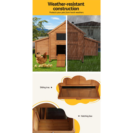 i.Pet Chicken Coop Rabbit Hutch 150cm x 68cm x 96cm Large Chicken Coop House Run Cage Wooden.