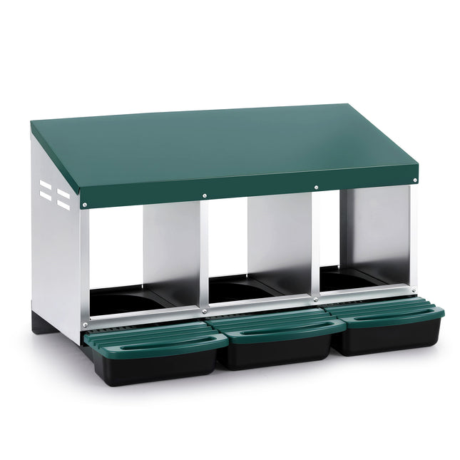 i.Pet Chicken Nesting Box Roll Away 3 Holes Metal Wall Mounted Nest Box Green.