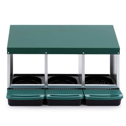 i.Pet Chicken Nesting Box Roll Away 3 Holes Metal Wall Mounted Nest Box Green.