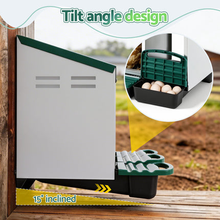 i.Pet Chicken Nesting Box Roll Away 3 Holes Metal Wall Mounted Nest Box Green.
