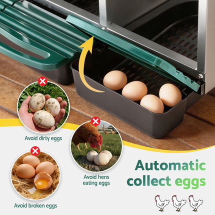 i.Pet Chicken Nesting Box Roll Away 3 Holes Metal Wall Mounted Nest Box Green.