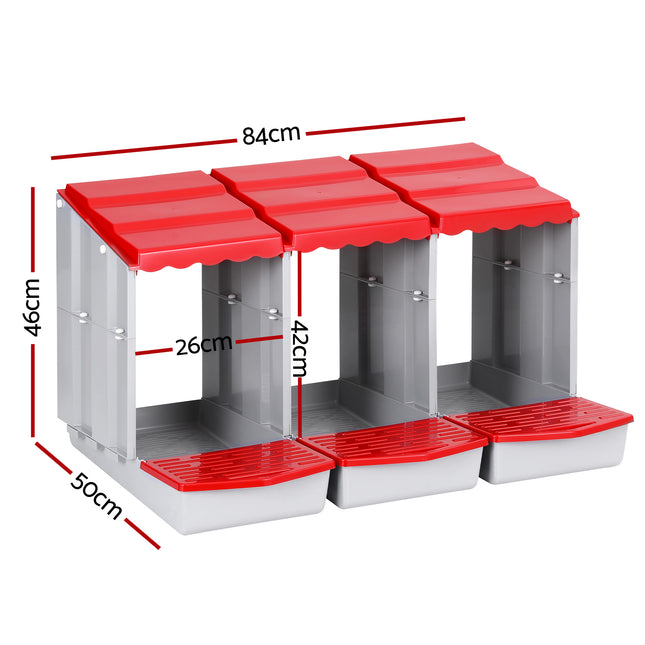 i.Pet Chicken Nesting Box 3 Hole Roll Away Poultry Hen Laying Egg Hutch Red.