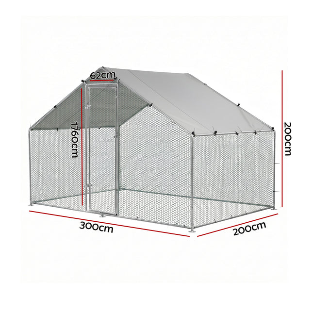 i.Pet Chicken Coop Rabbit Hutch Outdoor Run Walk in Hen Cage Ferret House 3x2x2m.