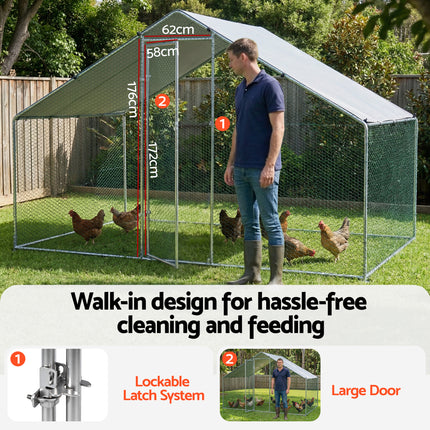 i.Pet Chicken Coop Rabbit Hutch Outdoor Run Walk in Hen Cage Ferret House 3x2x2m.