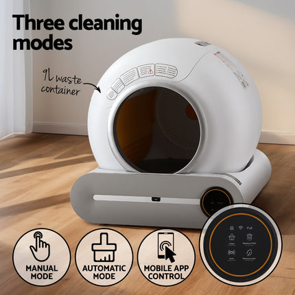 i.Pet Automatic Cat Litter Box Self-Cleaning Large Smart Cat Litter Box Toilet App Control 9L.