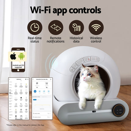 i.Pet Automatic Cat Litter Box Self-Cleaning Large Smart Cat Litter Box Toilet App Control 9L.