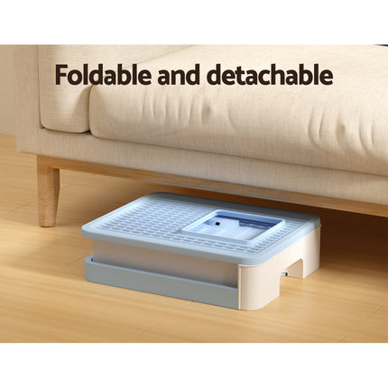 i.Pet Cat Litter Box Large Tray Kitty Toilet Enclosed Hooded Foldable Cat Litter Box Scoop Blue.