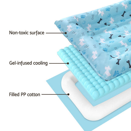 i.Pet Pet Cooling Mat Gel Dog Cat Self-cool Puppy Pad Large Bed Summer Blue.