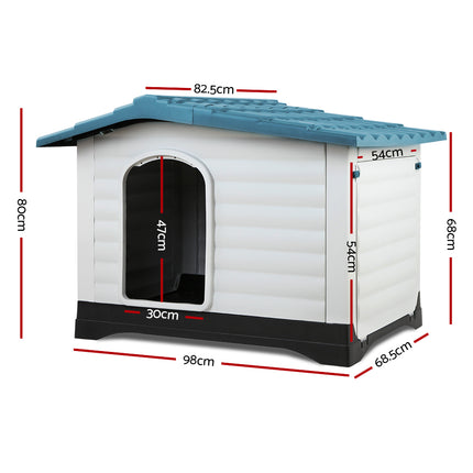 i.Pet Dog Kennel House Extra Large Outdoor Plastic Puppy Pet Cabin Shelter XL Blue.