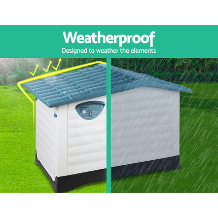 i.Pet Dog Kennel House Extra Large Outdoor Plastic Puppy Pet Cabin Shelter XL Blue.