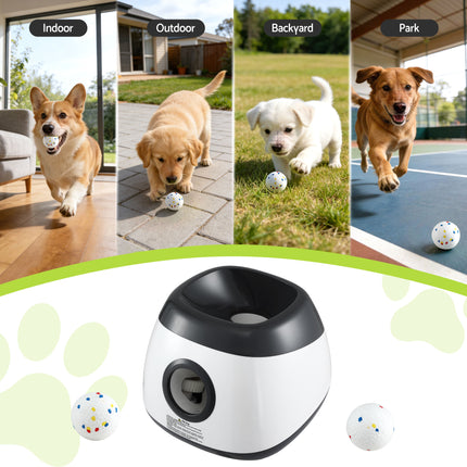 i.Pet Dog Ball Launcher Thrower with 6 ETPU Balls & 14/18/22m Launch Distance Black.