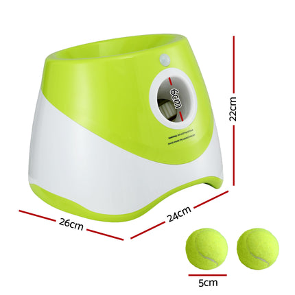 i.Pet Dog Ball Launcher Thrower with 6 Balls & 3/6/9m Launch Distances Green.