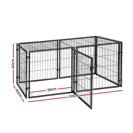 i.Pet Large Dog Crate Cage Playpen 129cm Puppy Pen Pet Enclosure Black.