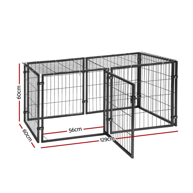 i.Pet Large Dog Crate Cage Playpen 129cm Puppy Pen Pet Enclosure Black.