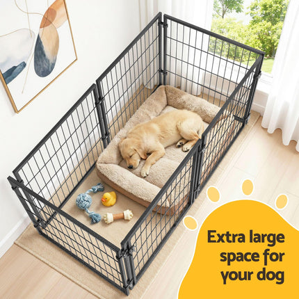 i.Pet Large Dog Crate Cage Playpen 129cm Puppy Pen Pet Enclosure Black.