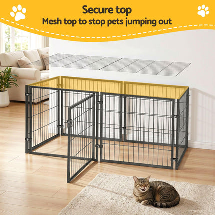 i.Pet Large Dog Crate Cage Playpen 129cm Puppy Pen Pet Enclosure Black.