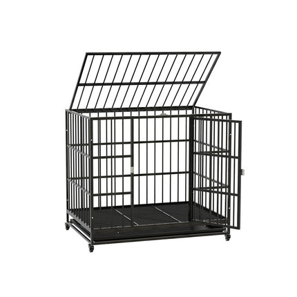 i.Pet Dog Cage Crate Large Puppy Cat Anti-Bite Pet Kennel Wheels w/Tray Metal.