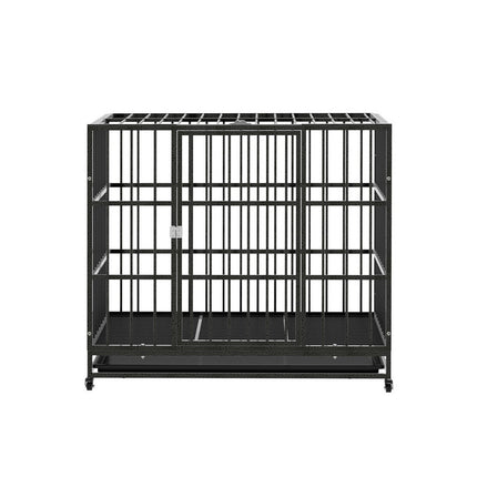 i.Pet Dog Cage Crate Large Puppy Cat Anti-Bite Pet Kennel Wheels w/Tray Metal.