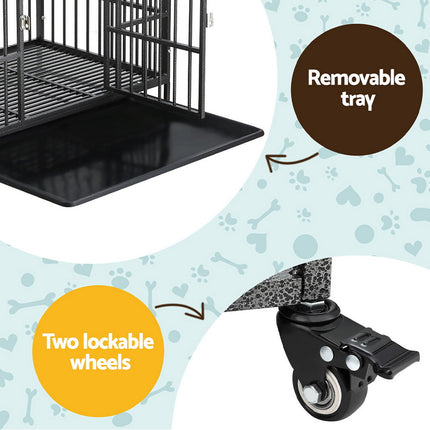 i.Pet Dog Cage Crate Large Puppy Cat Anti-Bite Pet Kennel Wheels w/Tray Metal.