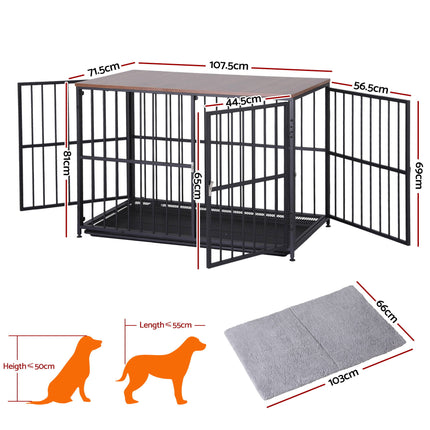 i.Pet Extra Large Dog Crate Furniture 107cm Dog Cage Puppy Pet Wooden Black.