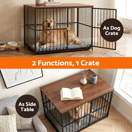 i.Pet Extra Large Dog Crate Furniture 107cm Dog Cage Puppy Pet Wooden Black.