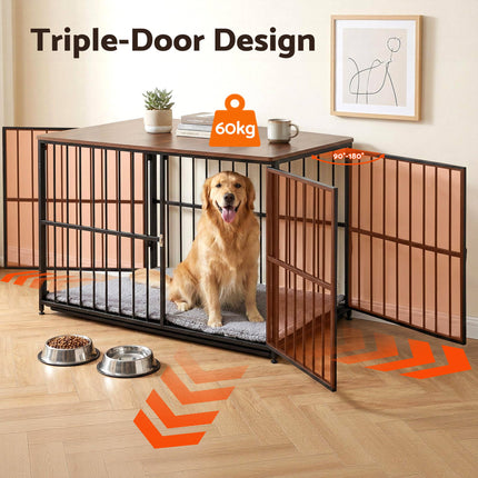 i.Pet Extra Large Dog Crate Furniture 107cm Dog Cage Puppy Pet Wooden Black.