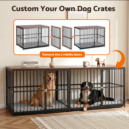 i.Pet Extra Large Dog Crate Furniture 107cm Dog Cage Puppy Pet Wooden Black.