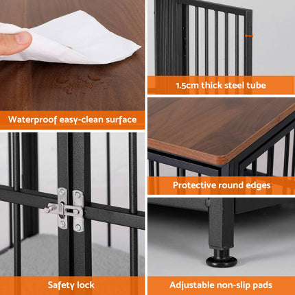 i.Pet Extra Large Dog Crate Furniture 107cm Dog Cage Puppy Pet Wooden Black.