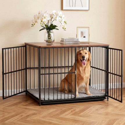 i.Pet Extra Large Dog Crate Furniture 107cm Dog Cage Puppy Pet Wooden Black.