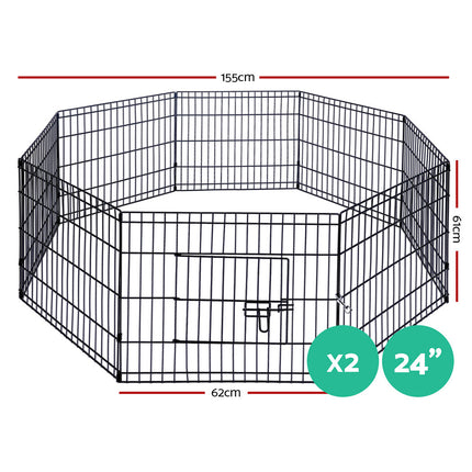 i.Pet 2x24" 8 Panel Dog Playpen Pet Fence Exercise Cage Enclosure Play Pen.